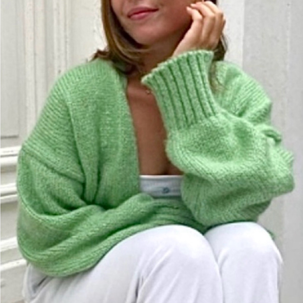 Zara Kelly Green Women's Open Cropped Cardigan Wool Alpaca Size S